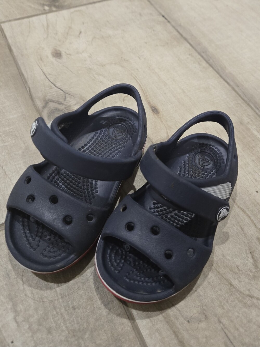 CROCS Kids Navy Blue Hook-and-Loop Sandals